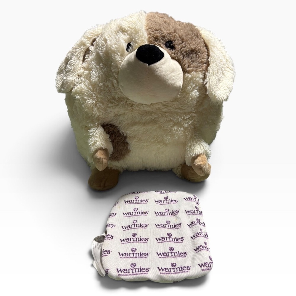 Warmies Microwavable Plush Puppy Dog Removable Lavender Scented Heat Pack Cream
